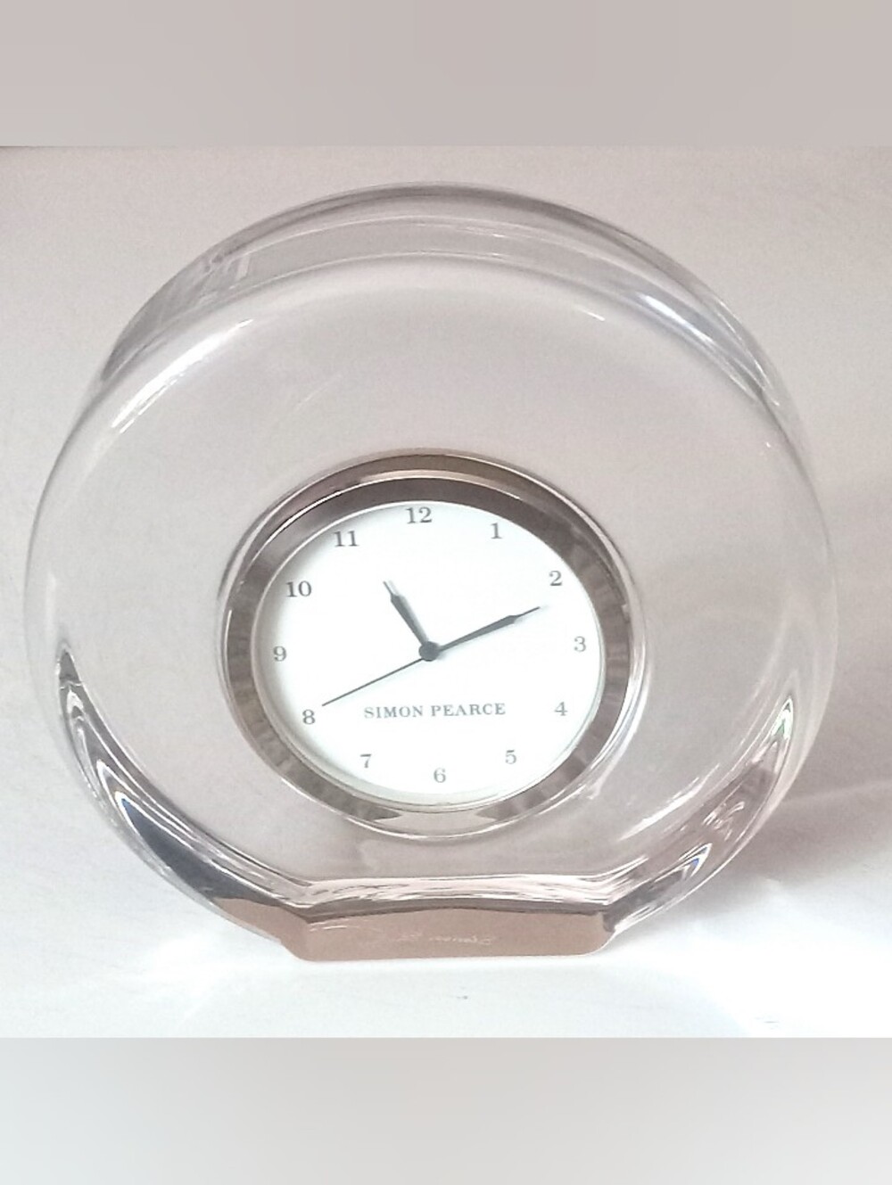 Simon Pearce Meriden Clock Silver Accent Flat Bottom